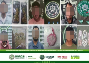 GUARDIA CIVIL ESTATAL ASEGURA A 18 PERSONAS, POR PROBABLE POSESIÓN DE ESTUPEFACIENTES