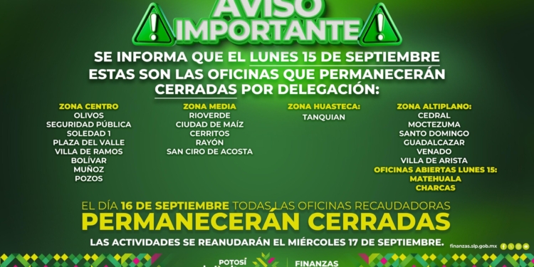 OFICINAS RECAUDADORAS BRINDARÁN ATENCIÓN ESTE LUNES DE PUENTE
