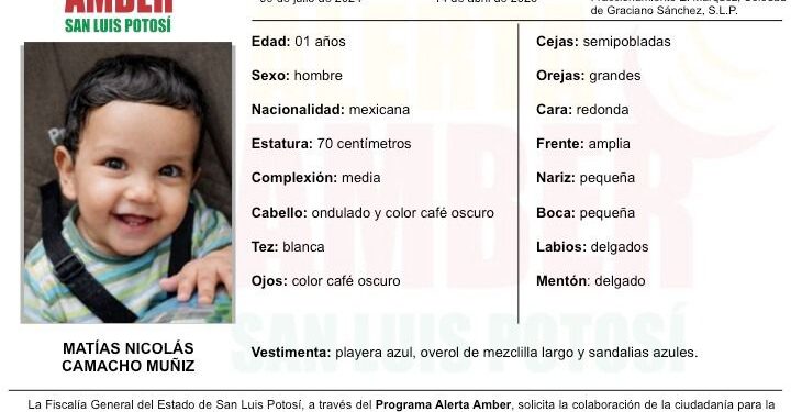 FISCALÍA INICIÓ UNA ALERTA AMBER PARA LOCALIZAR A UN INFANTE EN LA ZONA METROPOLITANA DE SLP
