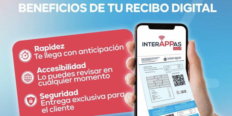 Aumenta preferencia por el recibo digital de Interapas
