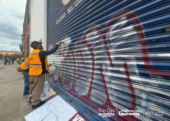 Redobla Unidad de Gestión del Centro Histórico el retiro de graffiti en esta zona