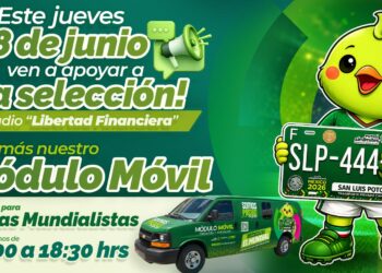 GOBIERNO ESTATAL ACERCA MÓDULO MÓVIL DE PLACAS MUNDIALISTAS EN ESTADIO LIBERTAD FINANCIERA