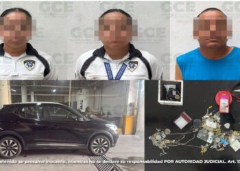 DETIENE GUARDIA CIVIL ESTATAL A DOS POLICÍAS MUNICIPALES Y UN CADETE POR PRESUNTO ROBO A CASA HABITACIÓN