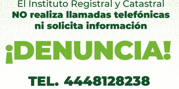 INSTITUTO REGISTRAL Y CATASTRAL ALERTA SOBRE LLAMADAS FALSAS