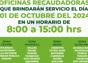 OFICINAS RECAUDADORAS GARANTIZAN ATENCIÓN EL 1 DE OCTUBRE