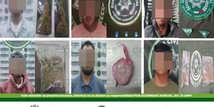 GUARDIA CIVIL ESTATAL ASEGURA A 18 PERSONAS, POR PROBABLE POSESIÓN DE ESTUPEFACIENTES