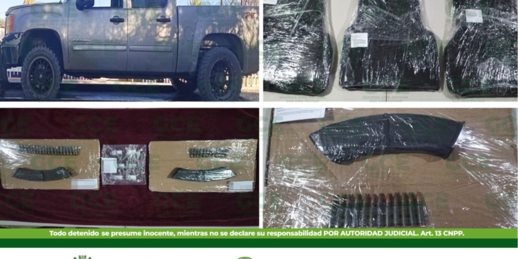 GUARDIA CIVIL ESTATAL ASEGURA EQUIPO TÁCTICO Y CARTUCHOS ÚTILES EN VEHÍCULO DE SUPUESTA CÉLULA CRIMINAL
