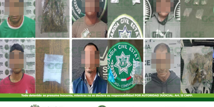 POR LA PROBABLE POSESIÓN DE ESTUPEFACIENTES, 18 PERSONAS SON DETENIDAS POR GUARDIA CIVIL ESTATAL