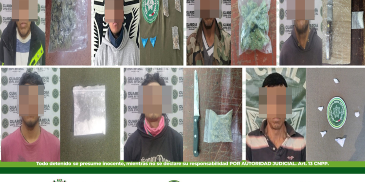 EN OPERATIVOS PREVENTIVOS Y DISUASIVOS, GUARDIA CIVIL ESTATAL DETIENE A 19 PERSONAS CON DROGA