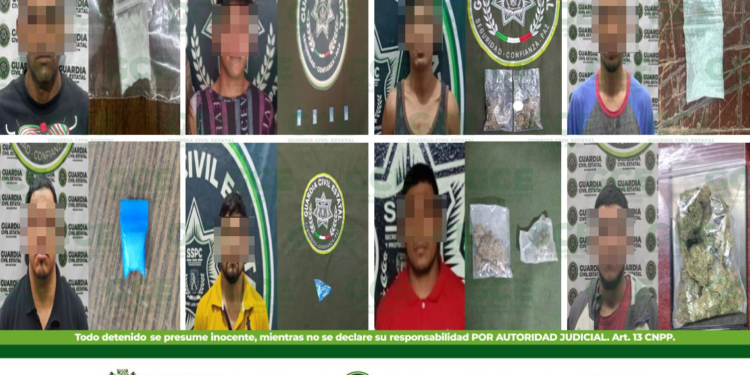 GUARDIA CIVIL ESTATAL DETIENE A 30 PERSONAS POR LA PRESUNTA POSESIÓN DE ENERVANTES