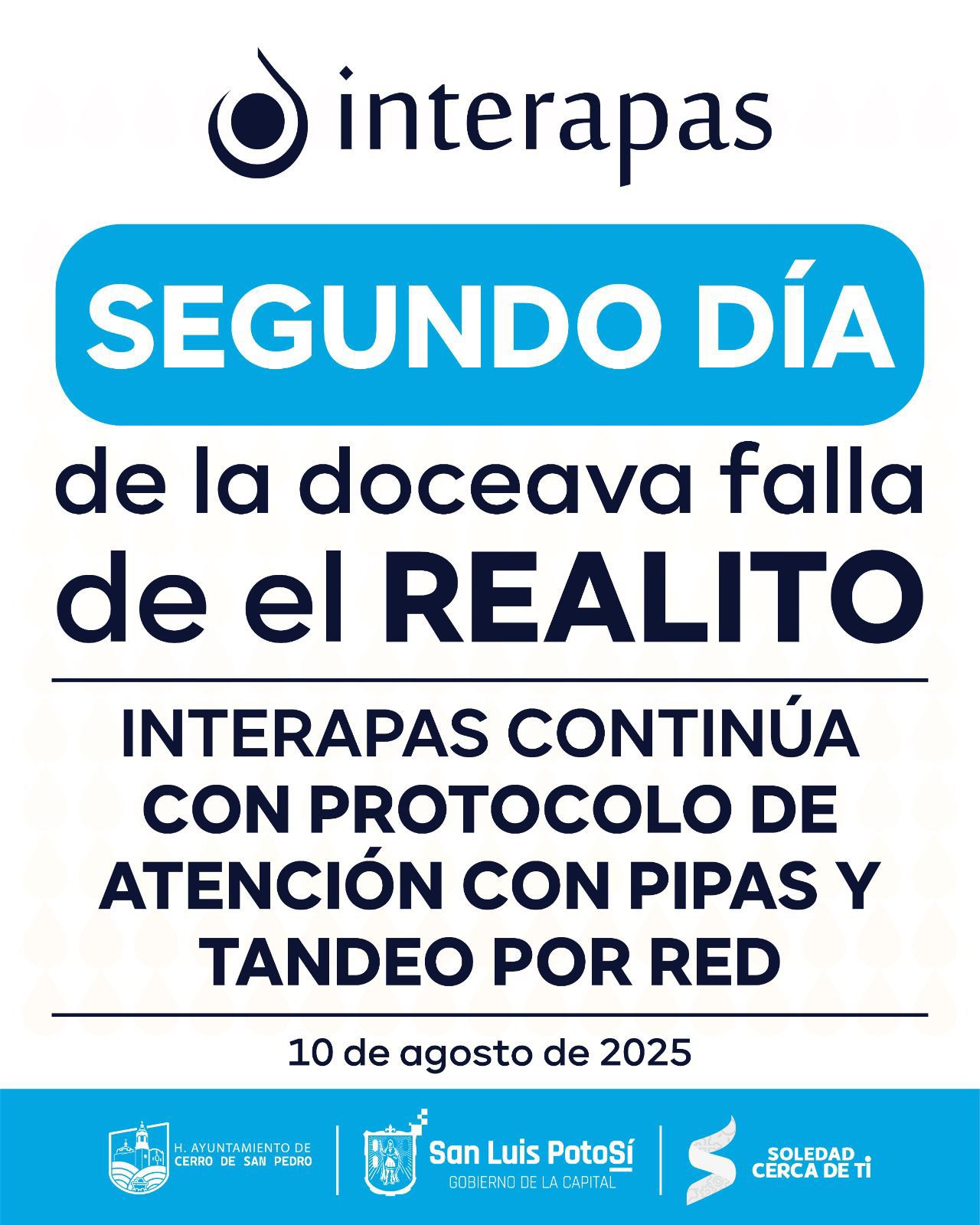 INTERAPAS mantiene protocolo de atención, en el según día sin agua de “El Realito”