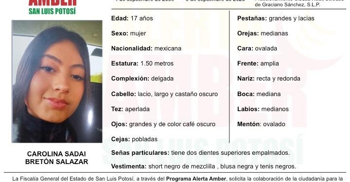 ACTIVA FGESLP ALERTA AMBER PARA LOCALIZAR A ADOLESCENTE EN SOLEDAD DE GRACIANO SÁNCHEZ