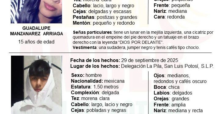 *FISCALÍA INICIA ALERTA AMBER PARA LOCALIZAR A DOS ADOLESCENTES EN LA CAPITAL POTOSINA*