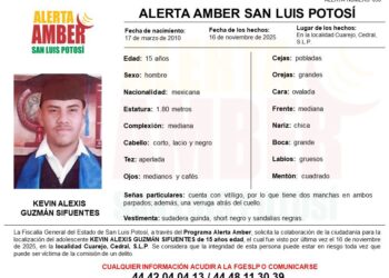 *FGESLP INICIÓ UNA ALERTA AMBER PARA LOCALIZAR A UN ADOLESCENTE DE 15 AÑOS DE EDAD*