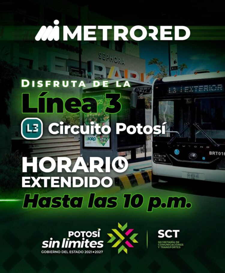 METRORED AMPLÍA HORARIO EN LÍNEA 3 HASTA LAS 22:00 HORAS
