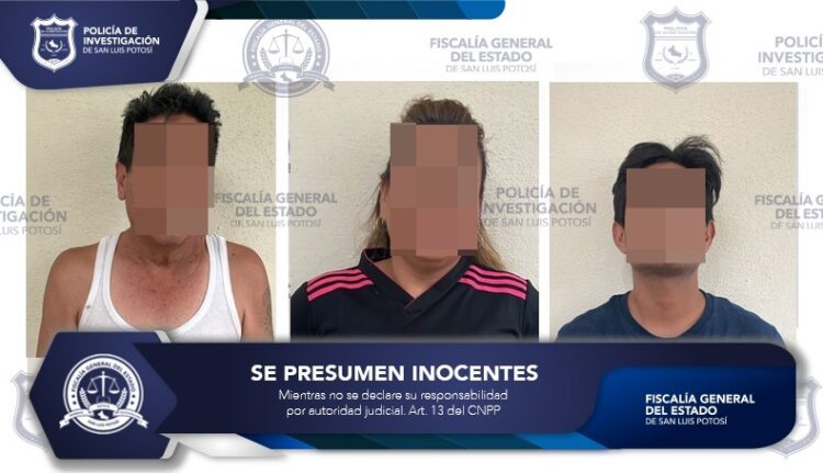 DOS HOMBRES Y UNA MUJER SON CAPTURADOS POR FGESLP POR PROBABLE HOMICIDIO CALIFICADO EN LA CAPITAL POTOSINA