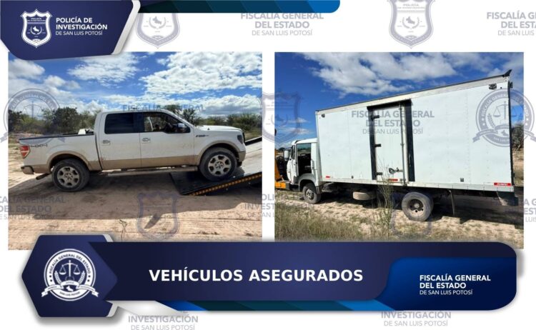 POLICÍA DE INVESTIGACIÓN ASEGURA DOS VEHÍCULOS CON REPORTE DE ROBO EN LA ZONA METROPOLITANA DE SLP