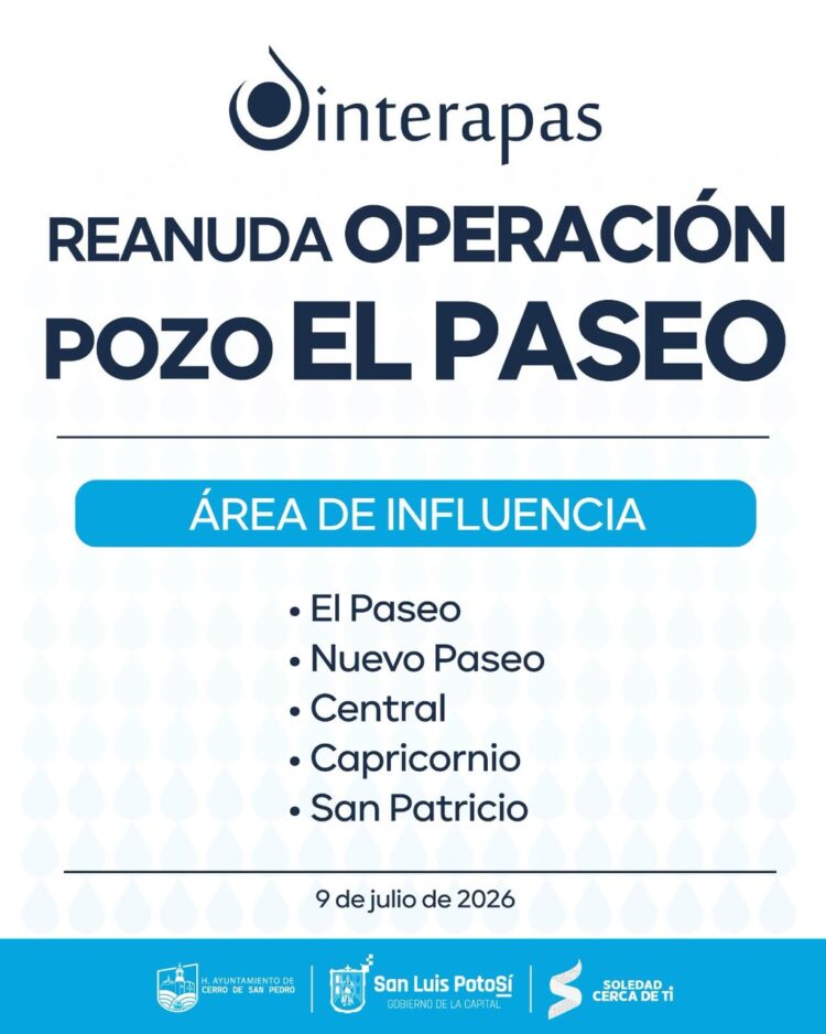 Interapas pone en operación el pozo El Paseo