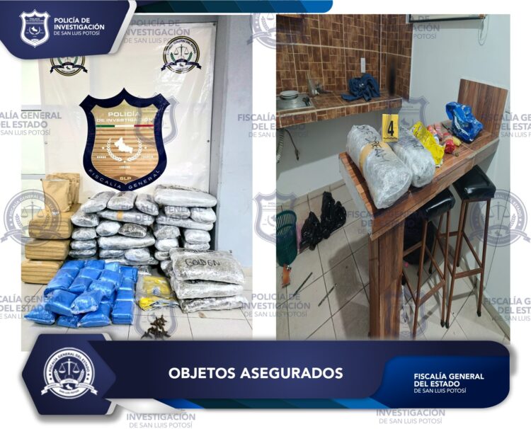 FISCALÍA POTOSINA ASEGURA PAQUETES CON PRESUNTA DROGA EN CATEO EN CIUDAD VALLES