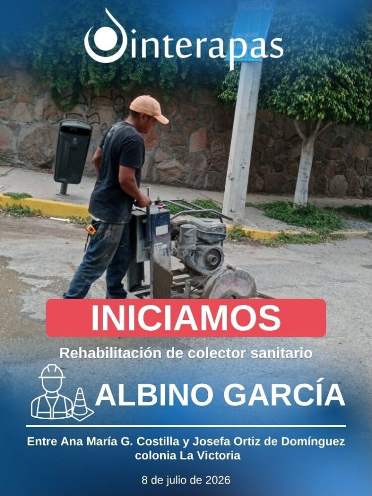 Interapas inicia trabajos de rehabilitación en la calle Albino García
