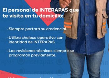INTERAPAS alerta a la población por personas que se hacen pasar por personal del organismo.