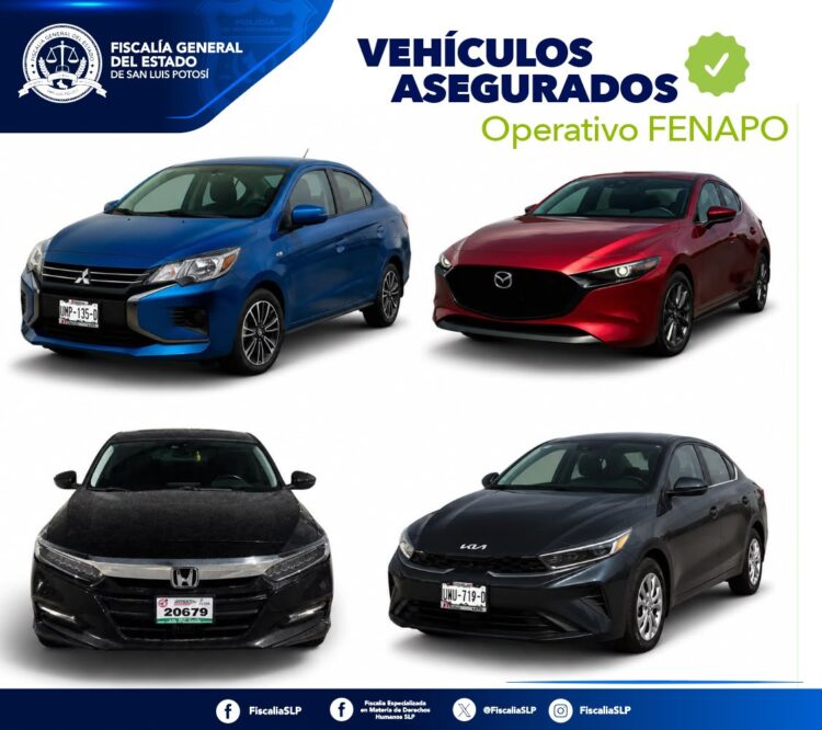 FISCALÍA DE SLP ASEGURA VEHÍCULOS DURANTE OPERATIVO EN LA FENAPO; SUMAN 25 RECUPERADOS