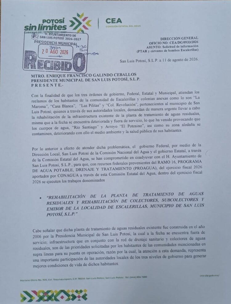 CEA AVANZA EN GESTIONES PARA REHABILITAR PLANTA DE TRATAMIENTO DE ESCALERILLAS