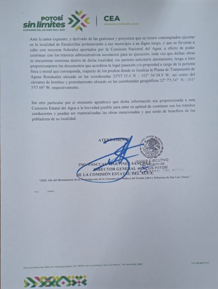 CEA AVANZA EN GESTIONES PARA REHABILITAR PLANTA DE TRATAMIENTO DE ESCALERILLAS