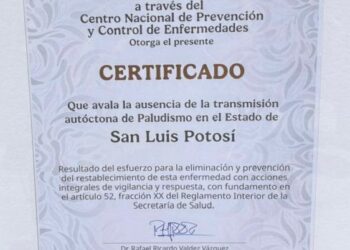 SAN LUIS POTOSÍ LOGRA NUEVE AÑOS SIN TRANSMISIÓN AUTÓCTONA DE PALUDISMO