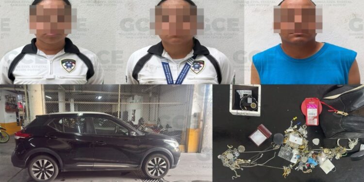 DETIENE GUARDIA CIVIL ESTATAL A DOS POLICÍAS MUNICIPALES Y UN CADETE POR PRESUNTO ROBO A CASA HABITACIÓN