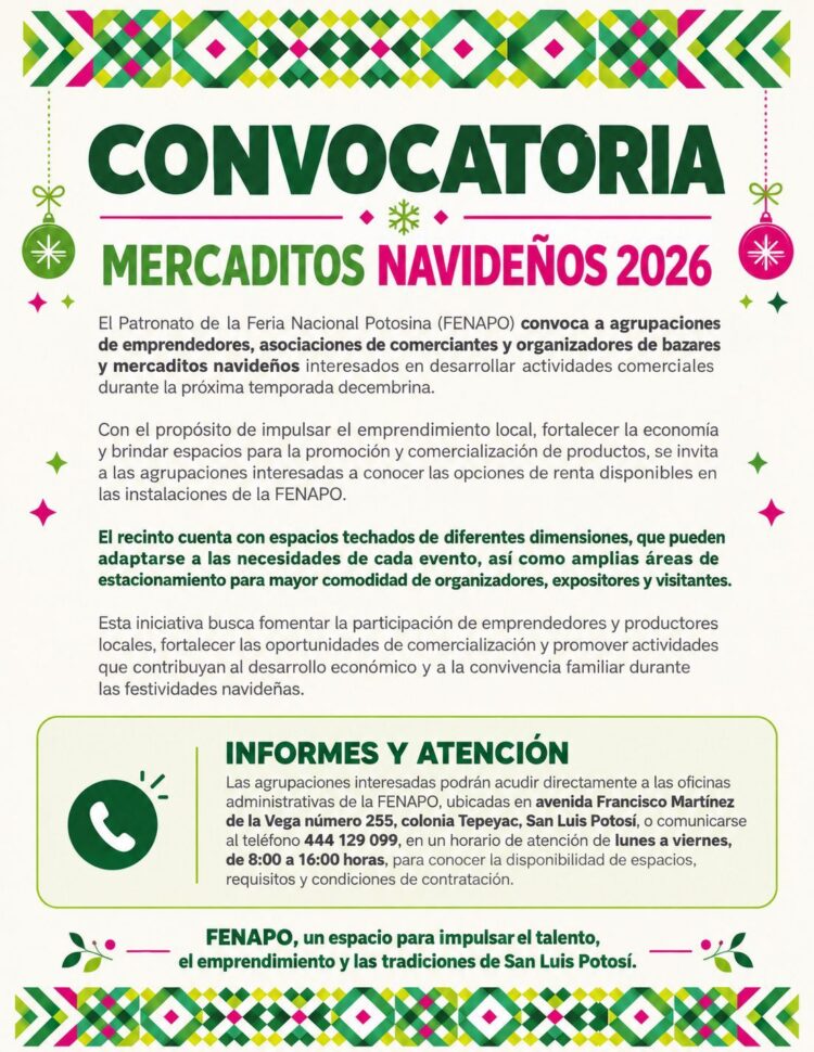 FENAPO OFRECE ESPACIOS PARA MERCADITOS NAVIDEÑOS 2026